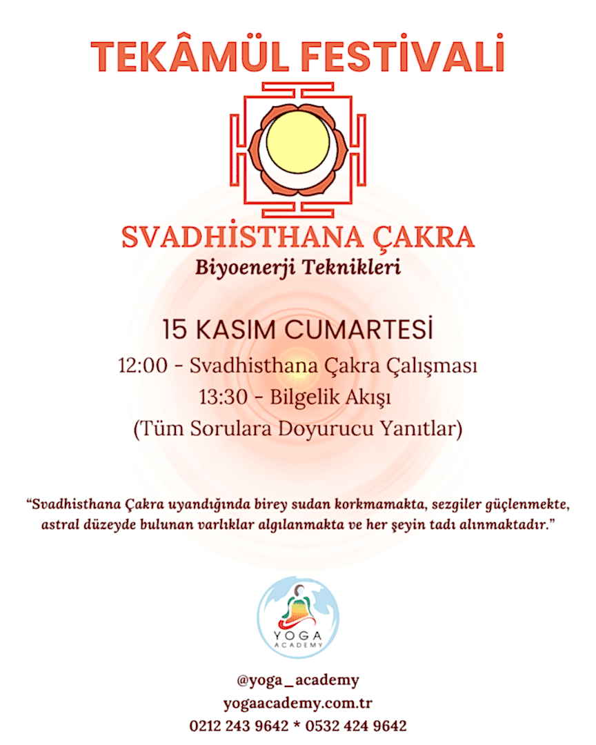 15 Kasım Tekâmül Festivali - Svadhisthana Çakra Çalışması